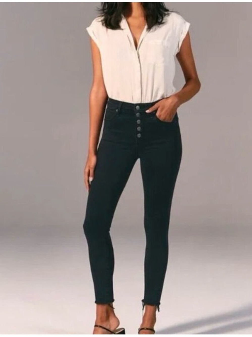 Abercrombie & Fitch 26/2S High Rise Super Skinny Ankle Black Wash Denim Jeans